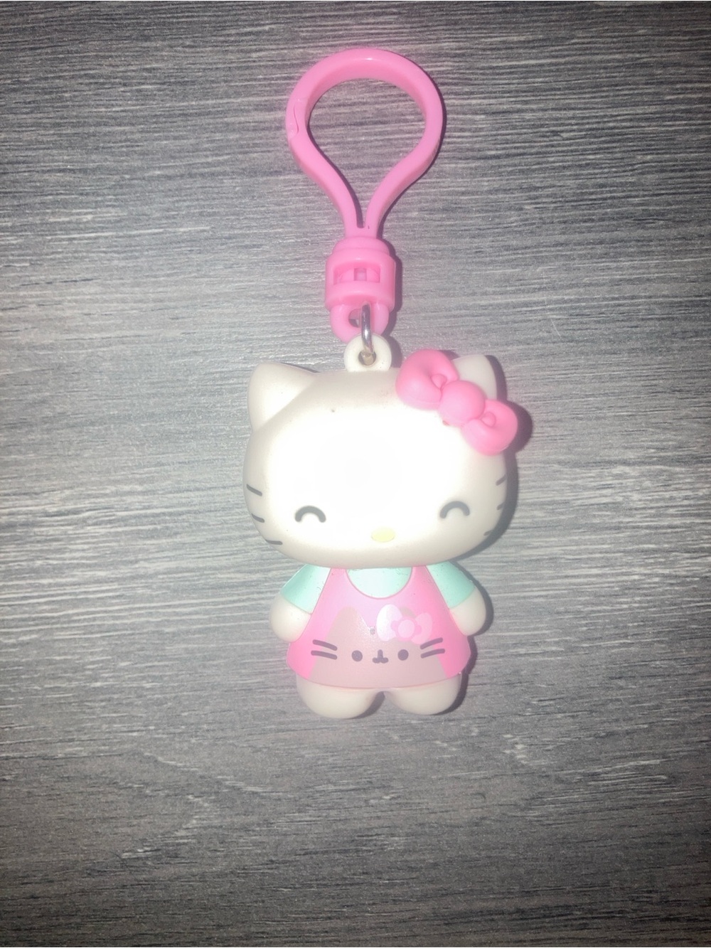 Hello Kitty Pink and White Plush Key Clip with Mint Outfit